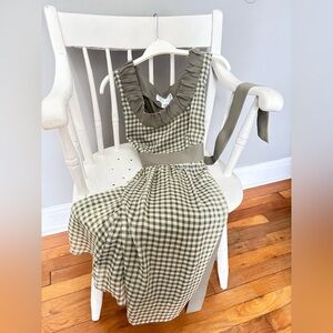 Mac & Jac Green Gingham Cottagecore Dress Ribbon Tie Waist Lined Sundress Sz Med